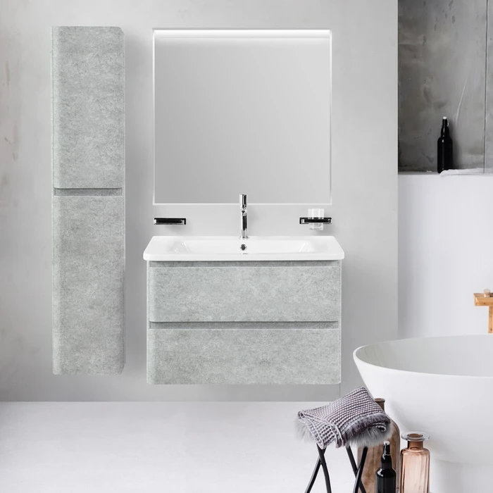 Тумба с раковиной подвесная BelBagno ALBANO-CER 80 Cemento Verona Grigio, раковина белая ALBANO-CER-800-2C-SO-CVG;12080-KL