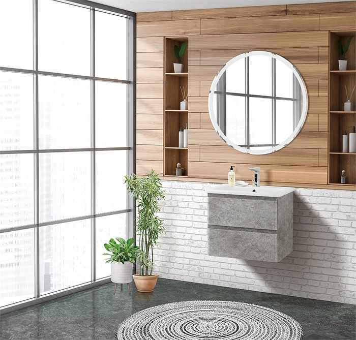 Тумба с раковиной подвесная BelBagno ALBANO-CER 60 Cemento Verona Grigio, раковина белая ALBANO-CER-600-2C-SO-CVG;12060-KL