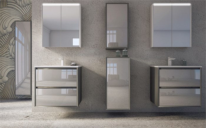 Тумба с раковиной подвесная CEZARES GLASS 60 Antracite 41793