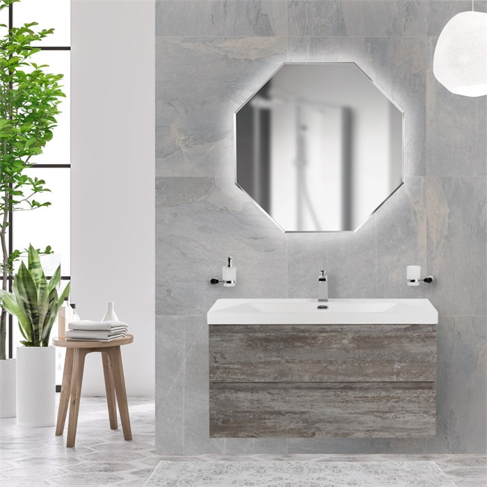 Тумба с раковиной подвесная CEZARES MOLVENO 100 Legno Grigio, раковина белая MOLVENO-100-2C-SO-LG;CEZ1000/500-LV-MR