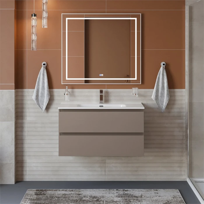 Тумба с раковиной подвесная BelBagno KRAFT 90 Бежевый матовый, раковина BB900ETL KRAFT-900-2C-SO-СO;BB900ETL