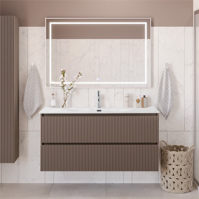 Тумба с раковиной подвесная BelBagno UNO 120 Бежевый матовый, раковина BB-8099-120 UNO-1200-2C-SO-СO;BB-8099-120