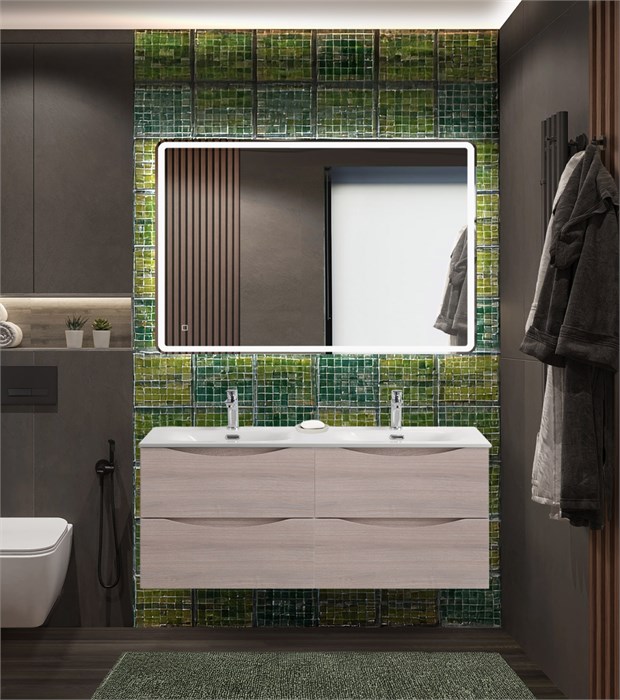 Тумба с раковиной подвесная с четырьмя ящиками BelBagno MARINO-CER-N 120 Rovere Grigio, раковина белая MARINO-CER-N-1200-4C-SO-RG-P;BB-8099-120-2