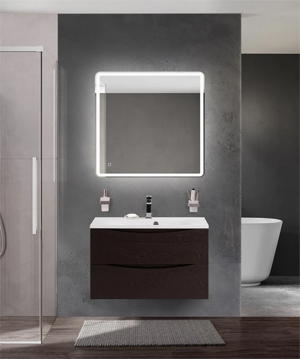 Тумба с раковиной подвесная BelBagno MARINO 80 Rovere Cioccolato Amaro, раковина белая BB800/450-LV-MR-FT MARINO-800-2C-SO-RCA-P;BB800/450-LV-MR-FT