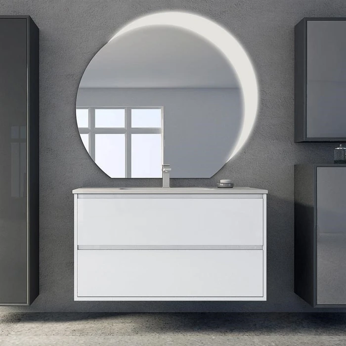 Тумба с раковиной подвесная CEZARES GLASS 100 Bianco Lucido 41803;50170
