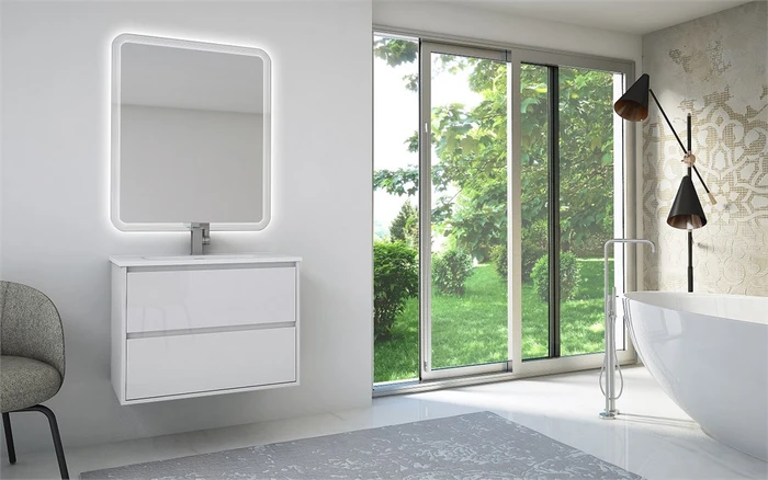 Тумба с раковиной подвесная CEZARES GLASS 60 Bianco Lucido 41791;50202