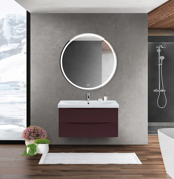 Тумба с раковиной подвесная BelBagno MARINO-CER 100 Bordo Lucido, раковина белая MARINO-CER-1000-2C-SO-BRDL-P;BB-0324-100-LVB