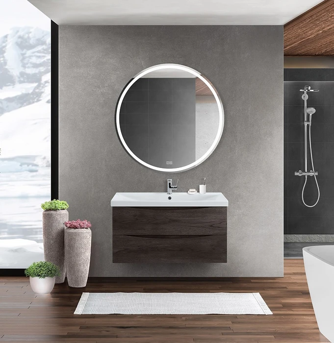 Тумба с раковиной подвесная BelBagno MARINO-CER 100 Rovere Nature Grigio, раковина белая MARINO-CER-1000-2C-SO-RNG-P;BB-0324-100-LVB
