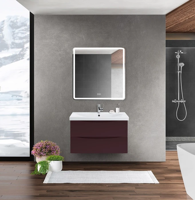 Тумба с раковиной подвесная BelBagno MARINO-CER 80 Bordo Lucido, раковина белая MARINO-CER-800-2C-SO-BRDL-P;BB-0322-80-LVB