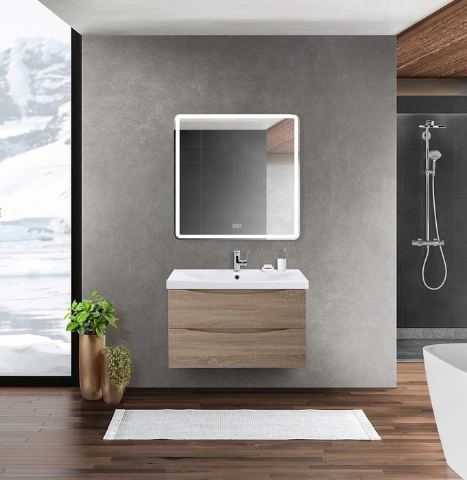 Тумба с раковиной подвесная BelBagno MARINO-CER 80 Rovere Bianco, раковина белая MARINO-CER-800-2C-SO-WO-P;BB-0322-80-LVB