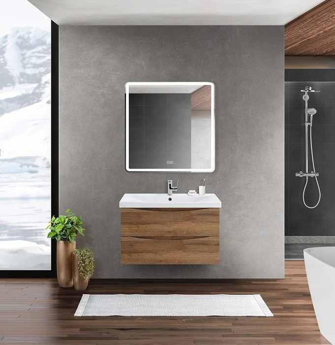 Тумба с раковиной подвесная BelBagno MARINO-CER 70 Rovere Rustico, раковина белая MARINO-CER-700-2C-SO-RR-P;BB-0321-70-LVB