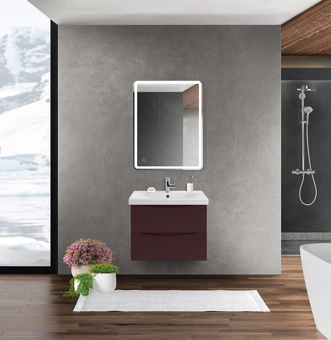 Тумба с раковиной подвесная BelBagno MARINO-CER 60 Bordo Lucido, раковина белая MARINO-CER-600-2C-SO-BRDL-P;BB-0320-60-LVB