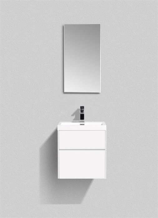 Тумба с раковиной подвесная BelBagno PIETRA MINI 50AS Bianco Lucido, раковина белая PIETRA MINI-500AS-2C-SO-BL;BB-500-PM-LVB