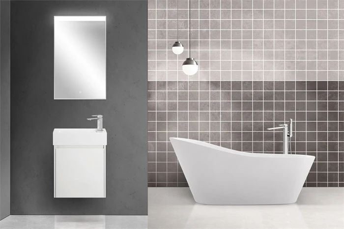 Тумба с раковиной подвесная BelBagno KRAFT MINI 50 Bianco Opaco правосторонняя, раковина белая KRAFT MINI-500/260-1A-SO-BO-R;7045-KL