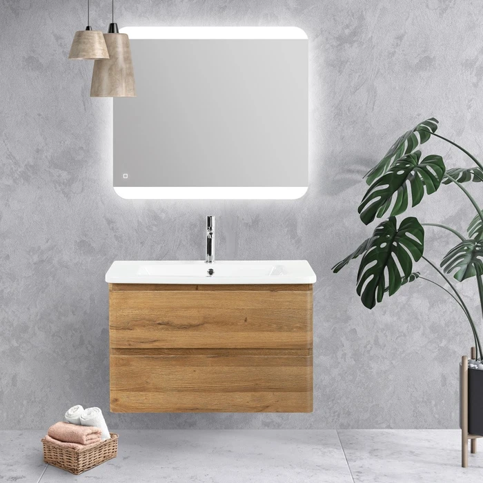 Тумба с раковиной подвесная BelBagno ALBANO-CER 80 Rovere Rustico, раковина белая ALBANO-CER-800-2C-SO-RR;12080-KL