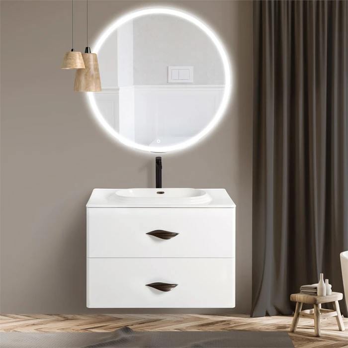 Тумба с раковиной подвесная BelBagno ONDA 80 Bianco Lucido, раковина белая ONDA-M-800-2C-SO-BL;TRB-800-LVB