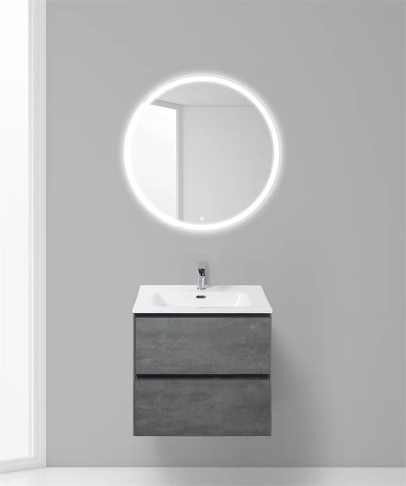 Тумба с раковиной подвесная BelBagno PIETRA 60 Stucco Cemento, раковина белая PIETRA-600-2C-SO-SCM