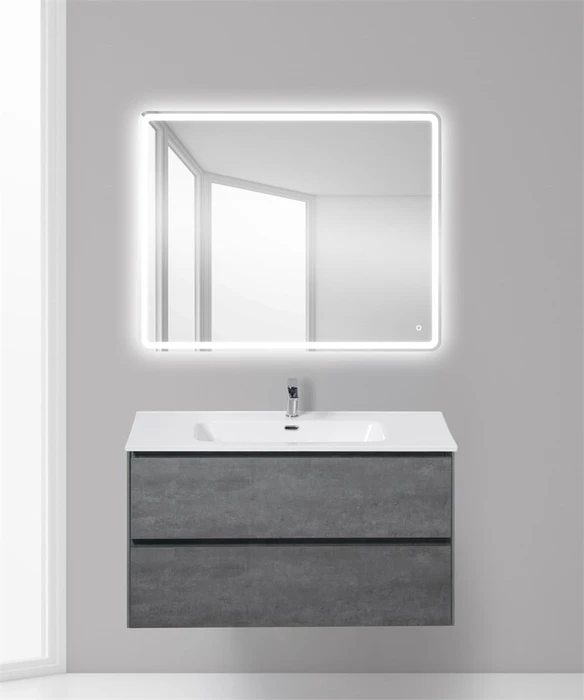 Тумба с раковиной подвесная BelBagno PIETRA 100 Stucco Cemento, раковина белая PIETRA-1000-2C-SO-SCM