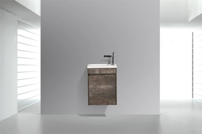 Тумба с раковиной подвесная с дверкой BelBagno PIETRA MINI 40-L Stone, раковина белая PIETRA MINI-400-1A-SO-PT-L