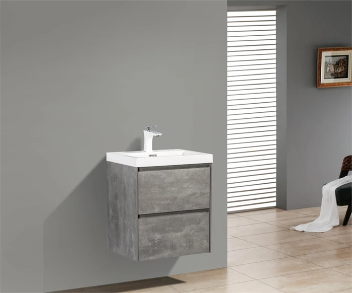 Тумба с раковиной подвесная BelBagno PIETRA MINI 50 Stucco Cemento, раковина белая PIETRA MINI-500-2C-SO-SCM