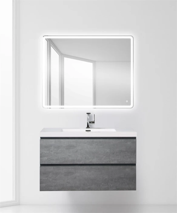 Тумба с раковиной подвесная BelBagno LUCE 100 Stucco Cemento, раковина белая LUCE-1000-2C-SO-SCM;BB1000AB
