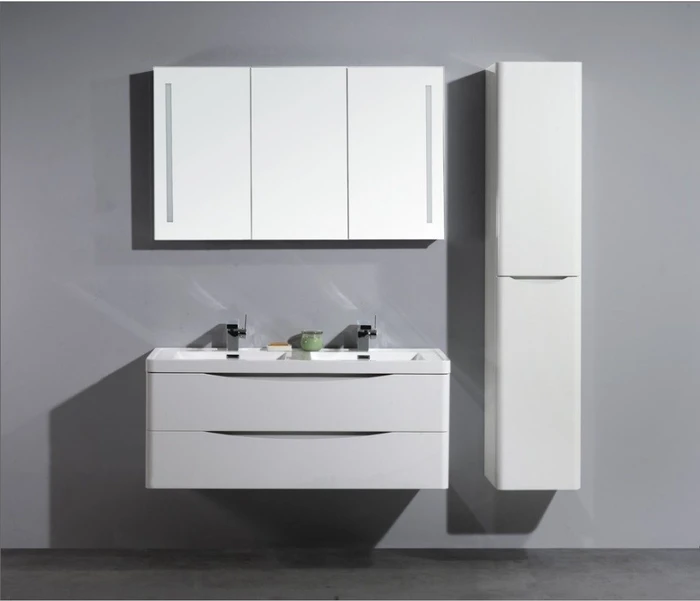 Тумба с раковиной подвесная на две чаши BelBagno ANCONA-N 120 Bianco Lucido, раковина белая ANCONA-N-1200-2C-SO-2-BL;EA-1200-2-LVB
