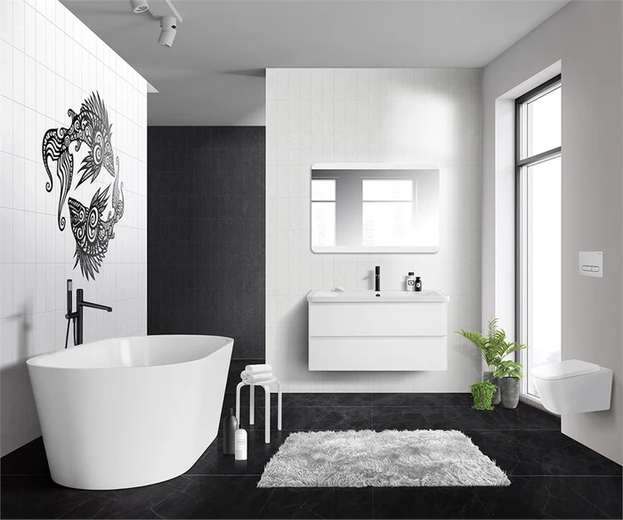 Тумба с раковиной подвесная BelBagno ALBANO 100 Bianco Lucido, раковина белая ALBANO-1000-2C-SO-BL;BB1000/455-LV-MR-ALR