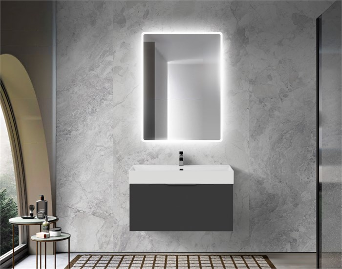 Тумба с раковиной подвесная выдвижными ящиком и внутренним ящиком CEZARES PREMIUM 90 Nero opaco, раковина белая 55402;50263