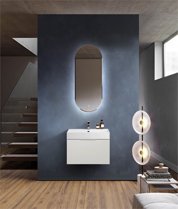 Тумба с раковиной подвесная выдвижными ящиком и внутренним ящиком CEZARES PREMIUM 70 Bianco opaco, раковина белая 55396;50313