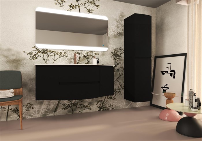 Тумба с раковиной подвесная CEZARES VAGUE 138 Nero Opaco 55282;55283;55284