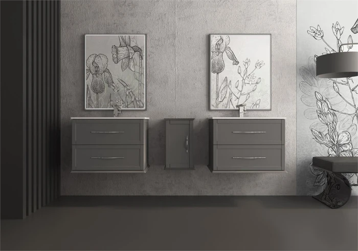 Тумба с раковиной подвесная CEZARES TIFFANY 75 Grigio Nuvola, раковина белая 55242