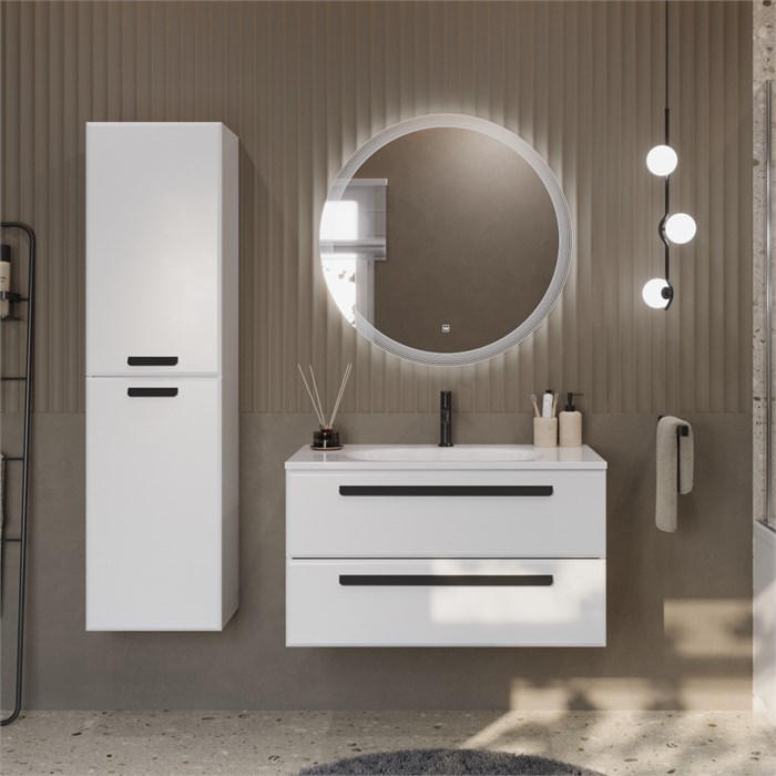 Тумба с раковиной подвесная CEZARES ECO 90 Bianco Lucido, раковина белая ECO-900-2C-SO-BL;CZR-900/480-LV-MR-ECO