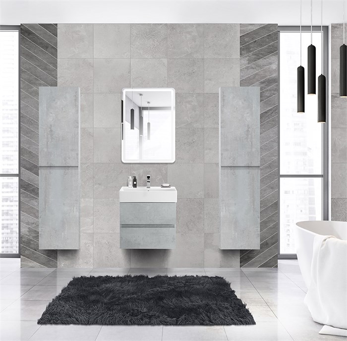 Тумба с раковиной подвесная CEZARES MOLVENO 46 60 Beton, раковина белая MOLVENO 46-60-2C-SO-BET;CZR-MIL-60-LVB