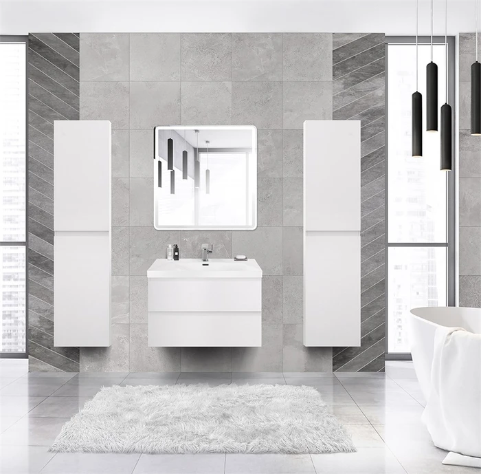 Тумба с раковиной подвесная CEZARES MOLVENO 46 80 Bianco Ghiaccio, раковина белая MOLVENO 46-80-2C-SO-BG;CZR-MIL-80-LVB