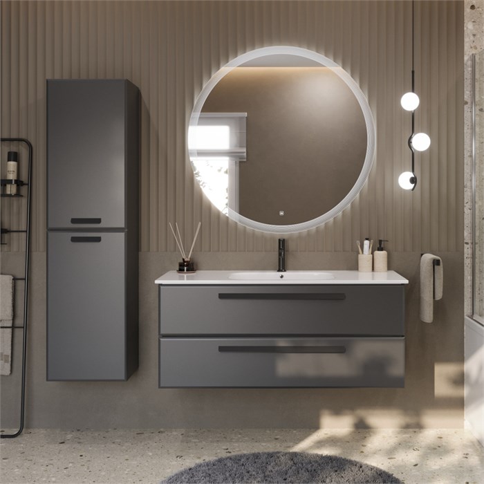 Тумба с раковиной подвесная CEZARES ECO-CER 120 Grafito, раковина белая ECO-CER-1200-2C-SO-GR-P;CZR-NAT-120-LVB