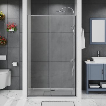 AZ-Y43-150-MGR-CL Душевое ограждение SHANGHAI DRO-150х195-MGR-CL, прозрачное стекло 6 мм, профиль матовый графит AZ-Y43-150-MGR-CL