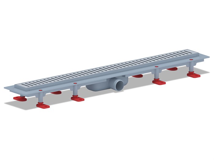 Трап линейный пластиковый АНИ Пласт TL1475M выпуск 40 мм решётка Бимс матовая нержавеющая сталь 750 мм TL1475M