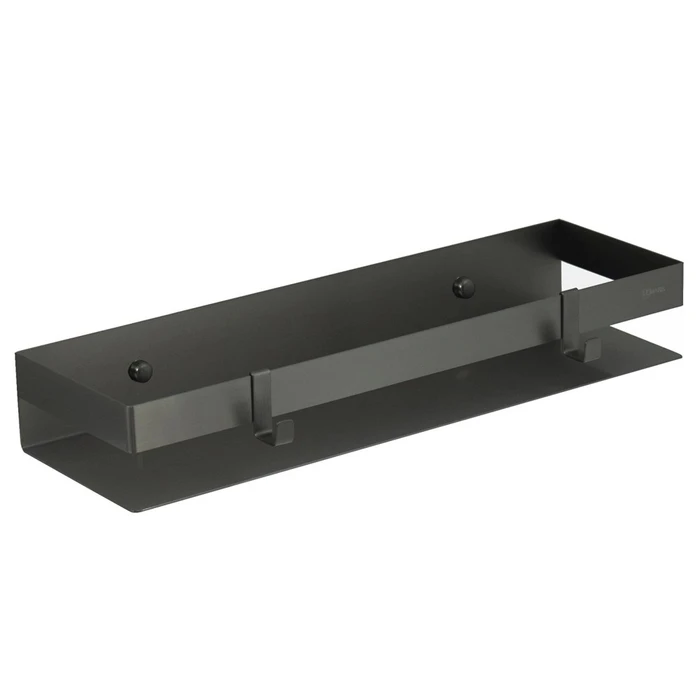 Полка для душа прямая Lemark SHELF LINE 400 мм из нерж. стали с крючками, графит (9776054) 9776054