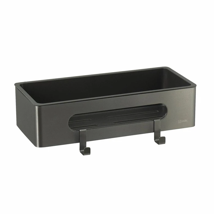 Полка для душа прямая Lemark SHELF LINE из нерж. стали с крючками, графит/вставка-пластик графит (9776045) 9776045