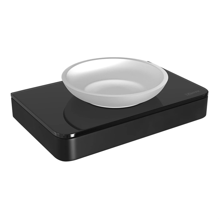 Мыльница Lemark GLASS LINE с держателем, чёрный матовый/черное стекло (9742039) 9742039