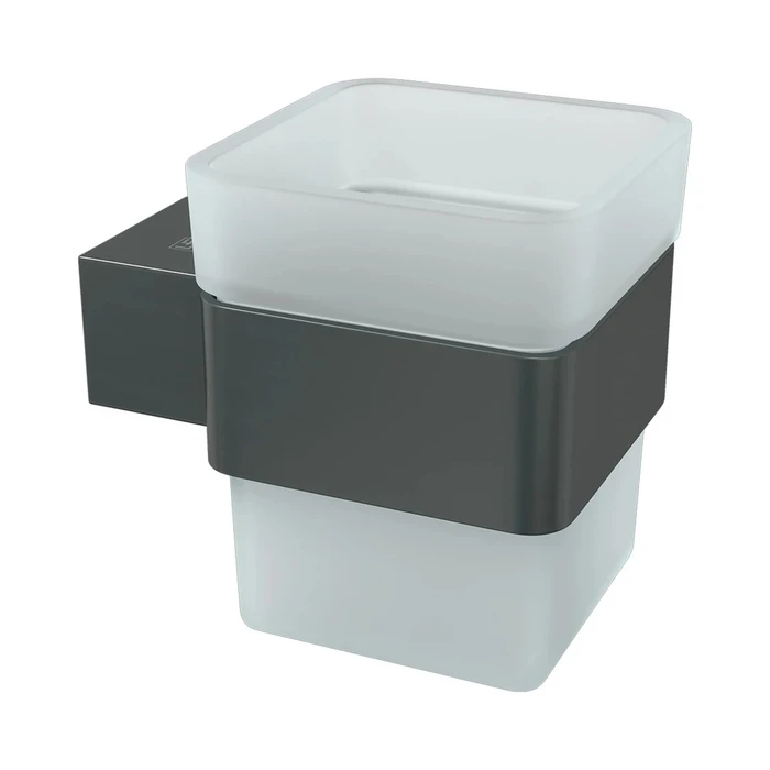 Стакан для зубных щёток Lemark SMOOTH LINE с держателем, графит (9736015) 9736015