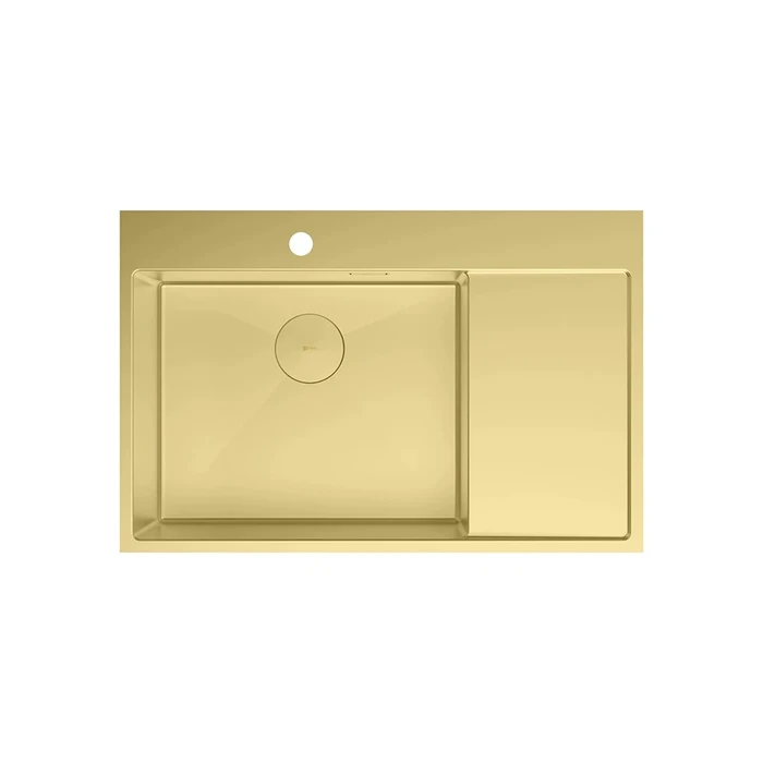 Кухонная мойка Lemark KEZADRA 780L прямоугольная с крылом из нержавеющей стали (чаша СЛЕВА) цвет: светлое золото (9938150) 9938150