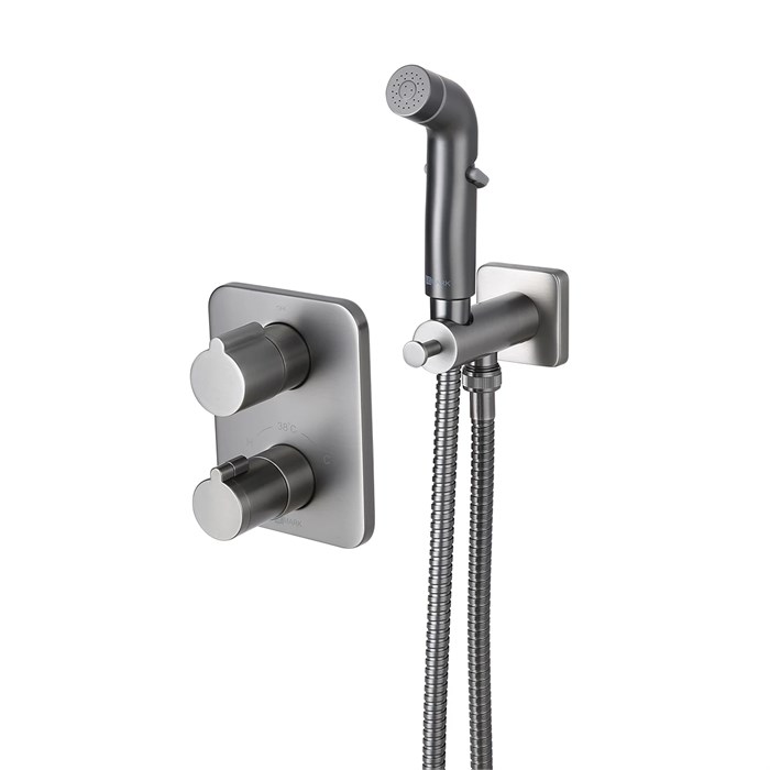 Смеситель Lemark Bronx с гигиеническим душем термостатический встраиваемый (LM3740GM) LM3740GM