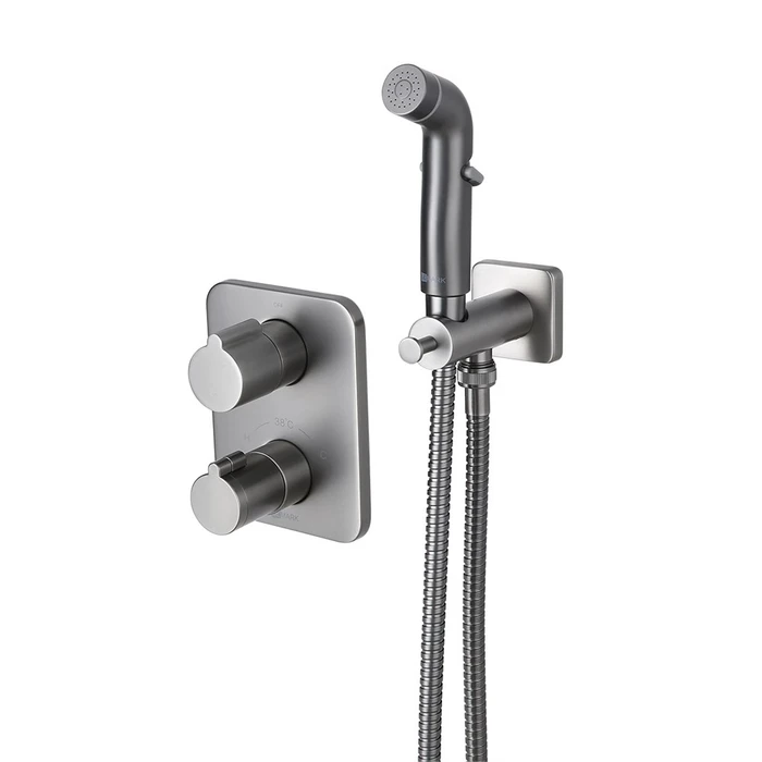 Смеситель Lemark Bronx с гигиеническим душем термостатический встраиваемый (LM3740GM) LM3740GM