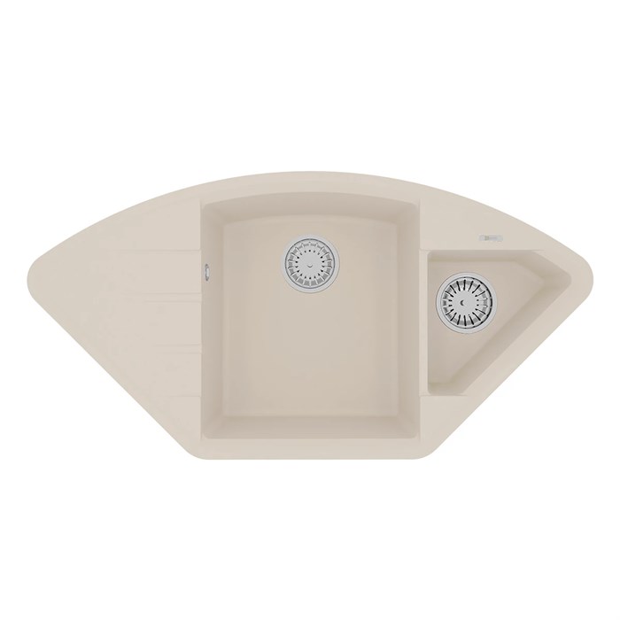 Кухонная мойка Lemark IRKANA 980 врезная угловая с доп. чашей и крылом из кварцгранита цвет: Шампань  (9910048) 9910048