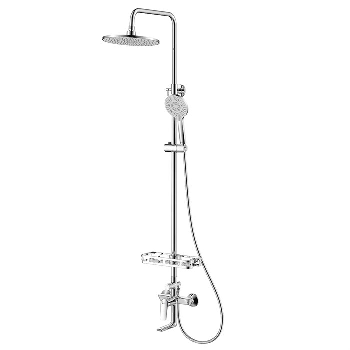 Смеситель Lemark Verba для ванны и душа с регулируемой высотой штанги и верхней душевой лейкой "Тропический дождь" (LM11462C) LM11462C