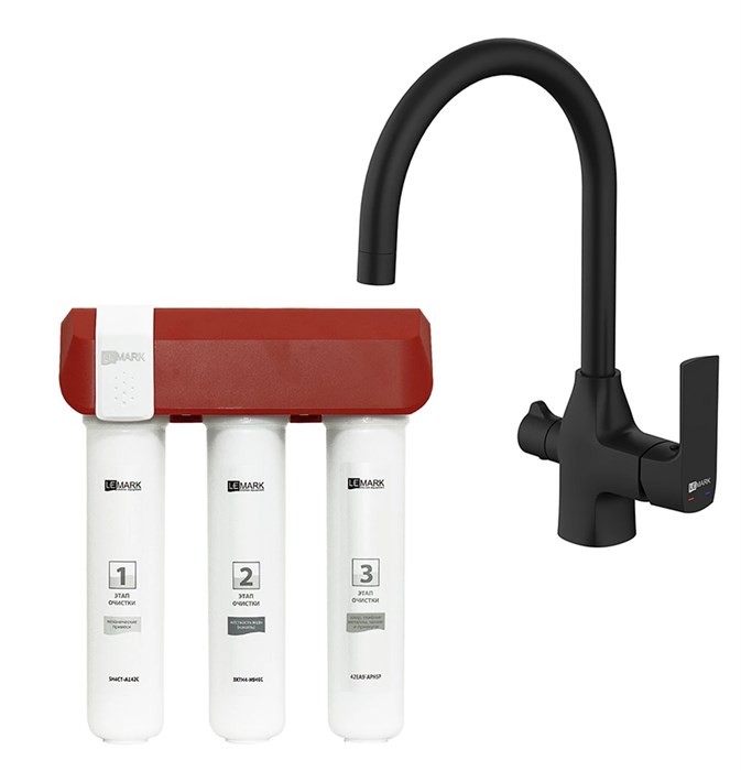 Комплект Lemark Смеситель LM7261BL для кухни + Фильтр для очистки жесткой воды OPTIMA, защита от накипи (LM7261BL086) LM7261BL086