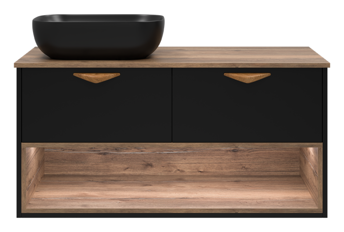 Тумба под раковину Brevita Bergen 105 с подсветкой подвесная (черная) BER-07105-19-02-2Я