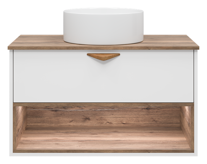 Тумба под раковину Brevita Bergen 90 с подсветкой подвесная (белая) BER-07090-19-01-1Я