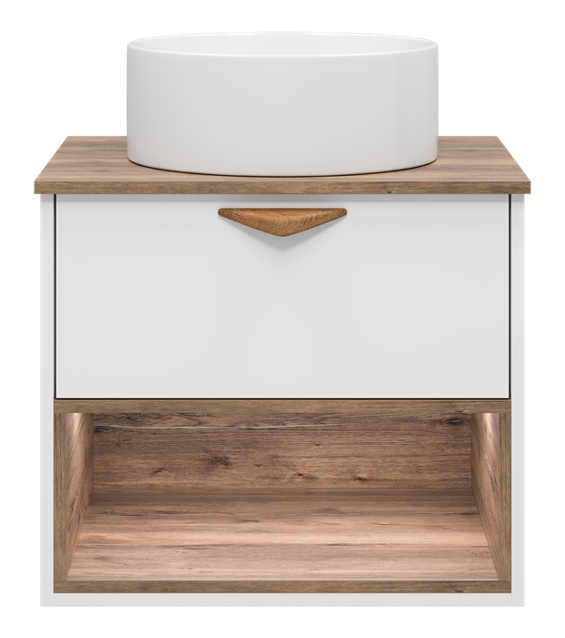 Тумба под раковину Brevita Bergen 60 с подсветкой подвесная (белая) BER-07060-19-01-1Я